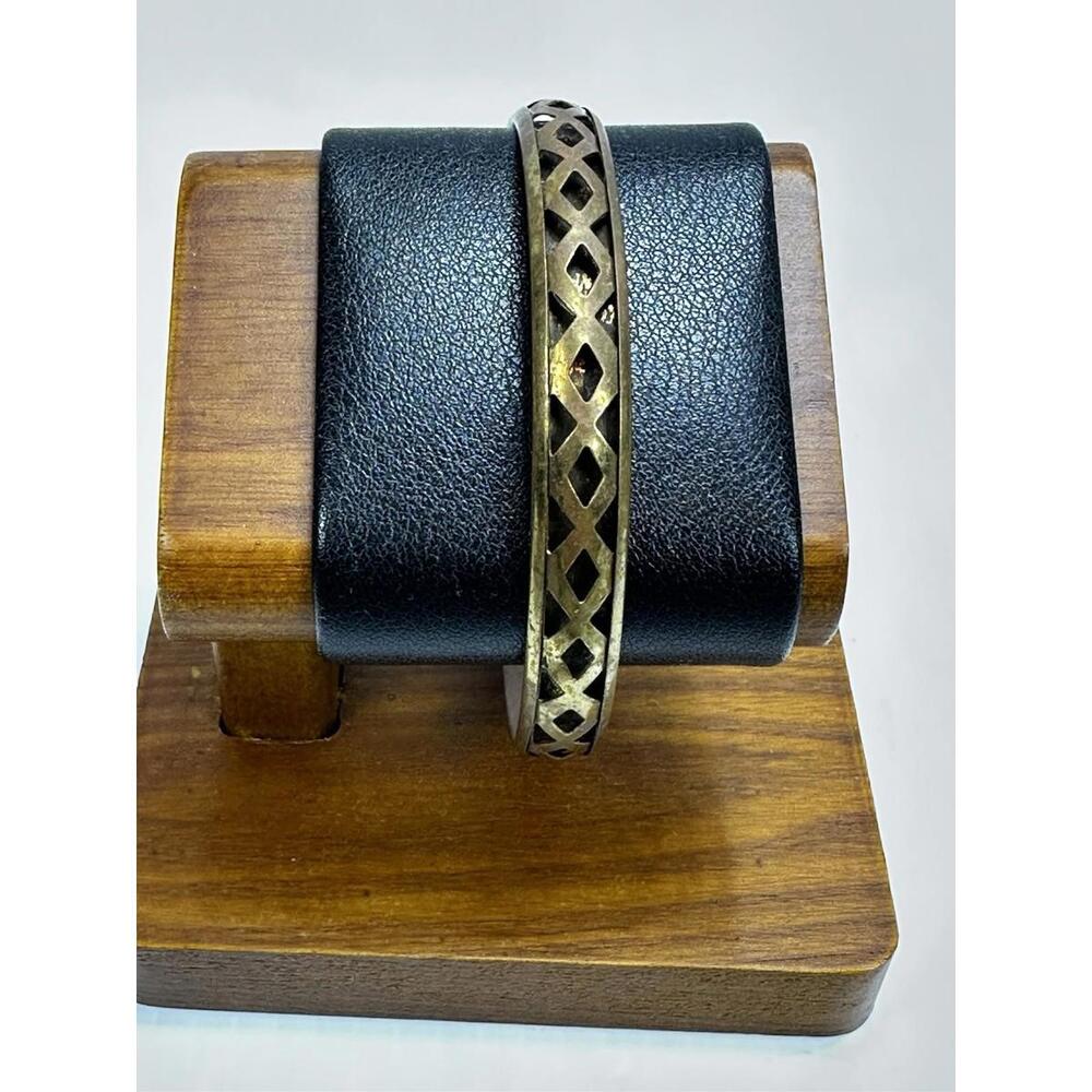 Vintage Brass Braided Bangle Bracelet Cut Out‎ Patina